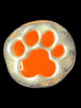 Vintage Clemson Tigers Orange Paw Brooch Pin Y2K 20+ Years Old